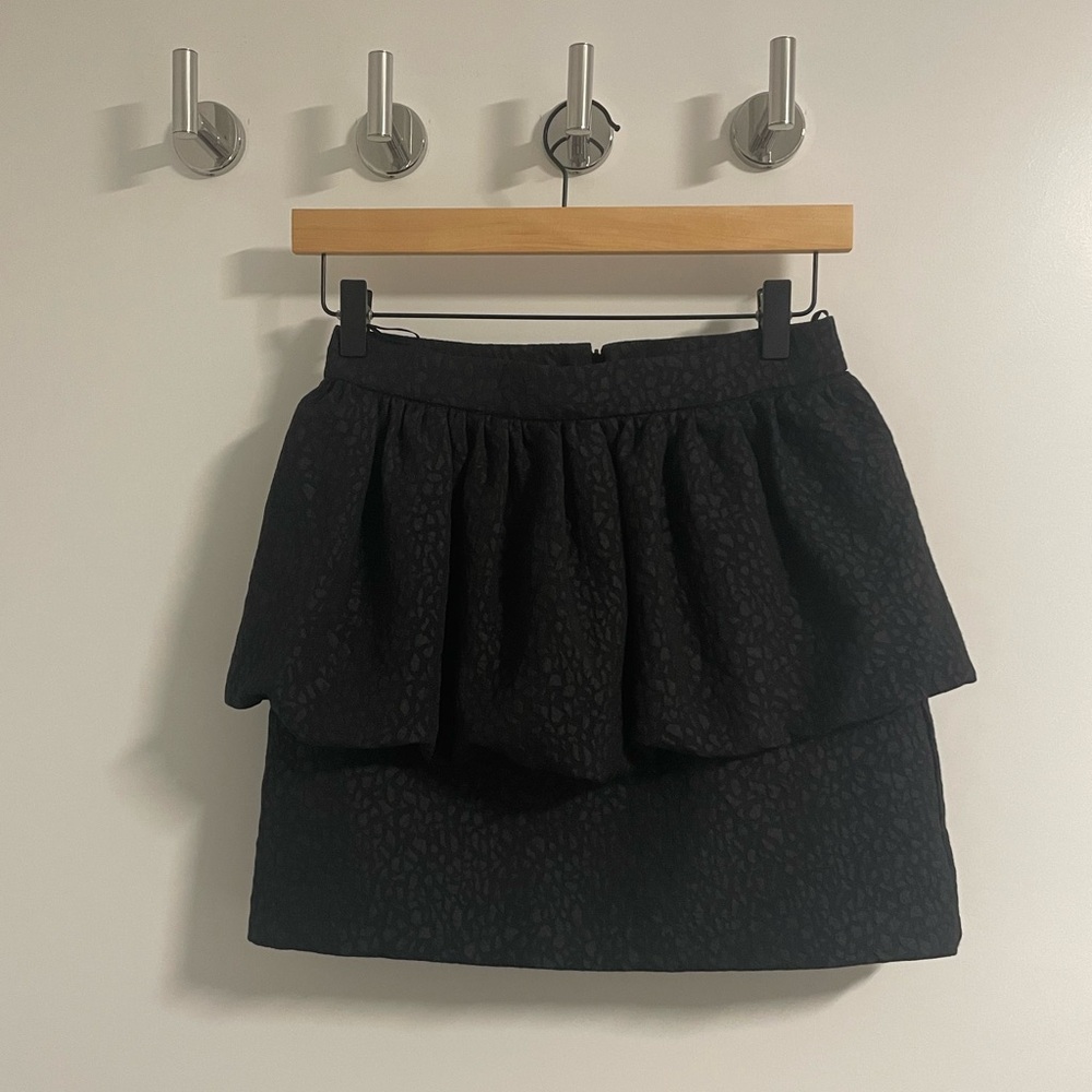 Zara black mini ruffle skirt